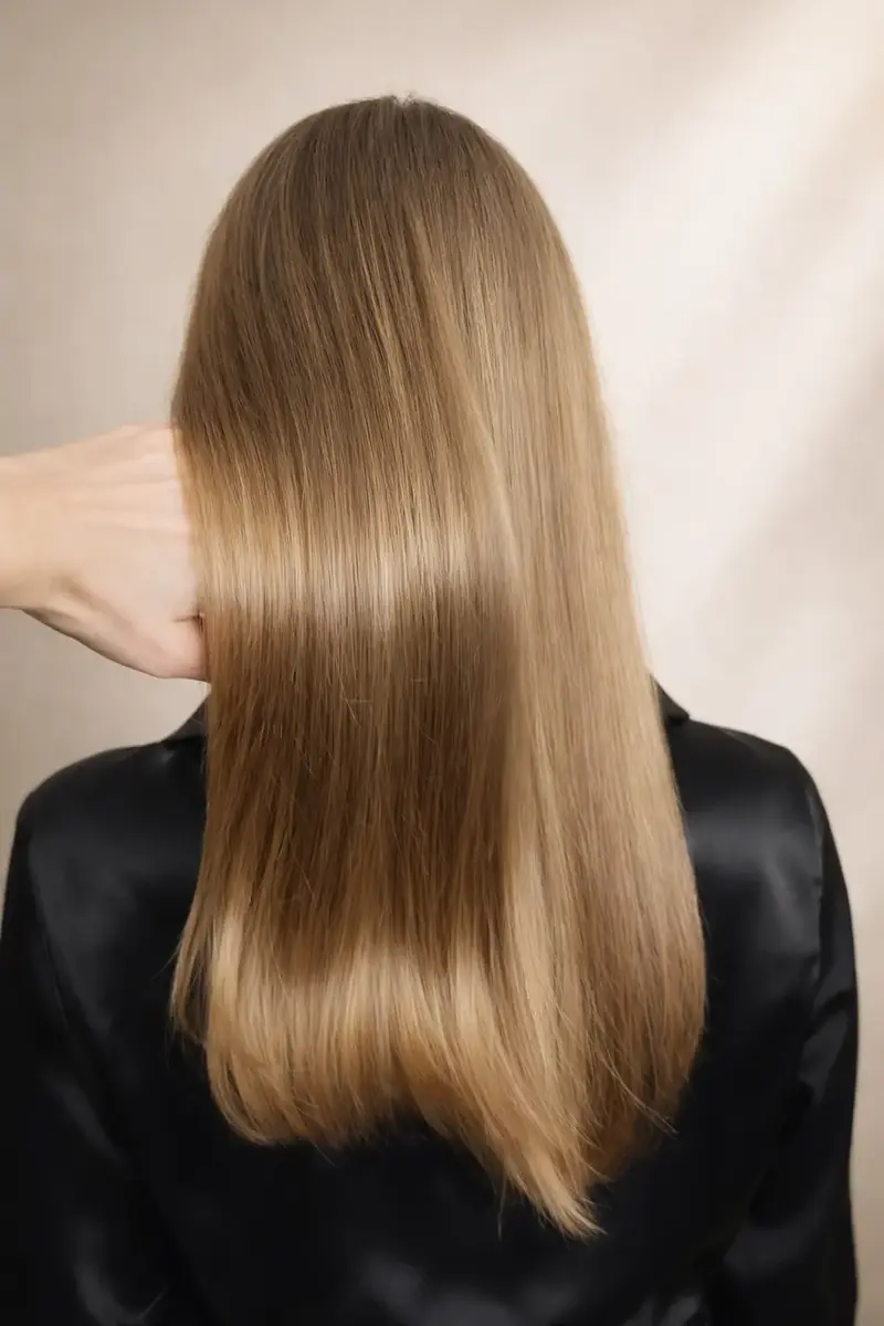 Sehr langes, gepflegtes und glänzendes Haar einer Kundin von Hairparty Amberg